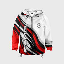 Ветровка с капюшоном детская Mercedes benz AMG - белый с красным, цвет: 3D-черный