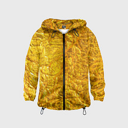 Ветровка с капюшоном детская Текстура золотой мятой поверхности, цвет: 3D-черный