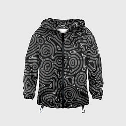 Ветровка с капюшоном детская Лабиринт из жидкого металла, цвет: 3D-черный