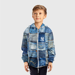 Ветровка с капюшоном детская Patchwork - New York yankees baseball team, цвет: 3D-белый — фото 2