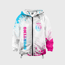 Ветровка с капюшоном детская Sporting neon gradient style вертикально, цвет: 3D-черный