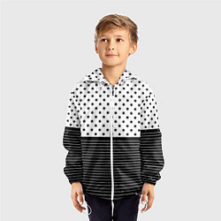 Ветровка с капюшоном детская Белый в чёрный горошек с полосами, цвет: 3D-белый — фото 2