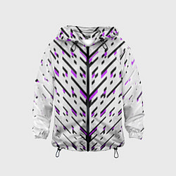 Ветровка с капюшоном детская Black and purple stripes on a white background, цвет: 3D-черный