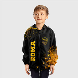 Ветровка с капюшоном детская Roma - gold gradient вертикально, цвет: 3D-черный — фото 2
