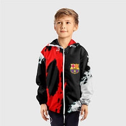 Ветровка с капюшоном детская Barcelona fc краски спорт, цвет: 3D-белый — фото 2