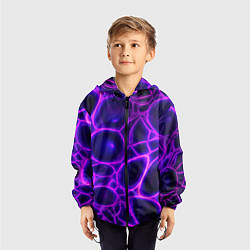 Ветровка с капюшоном детская Фиолетовы неоновые соты, цвет: 3D-черный — фото 2