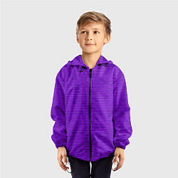 Ветровка с капюшоном детская Сочный фиолетовый в полоску, цвет: 3D-черный — фото 2