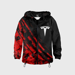 Ветровка с капюшоном детская Tesla sport grunge, цвет: 3D-черный