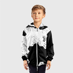 Ветровка с капюшоном детская Juventus hexagon black sport, цвет: 3D-белый — фото 2