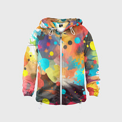 Ветровка с капюшоном детская Акварельная абстракция - нейросеть, цвет: 3D-белый