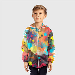 Ветровка с капюшоном детская Акварельная абстракция - нейросеть, цвет: 3D-белый — фото 2
