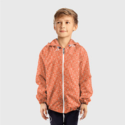 Ветровка с капюшоном детская Оранжевый мелкий рисунок, цвет: 3D-белый — фото 2