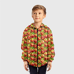 Ветровка с капюшоном детская Румяные яблоки паттерн, цвет: 3D-черный — фото 2