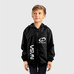 Ветровка с капюшоном детская Nasa space logo white, цвет: 3D-черный — фото 2