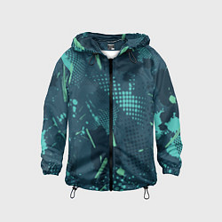 Ветровка с капюшоном детская Яркий абстрактный узор для спорта, цвет: 3D-черный