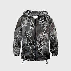 Ветровка с капюшоном детская Чёрно-серый абстракция, цвет: 3D-черный