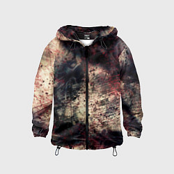 Ветровка с капюшоном детская Мокрая бумага ретро гранж текстура грязная, цвет: 3D-черный