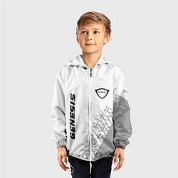 Ветровка с капюшоном детская Genesis speed на светлом фоне со следами шин верти, цвет: 3D-белый — фото 2