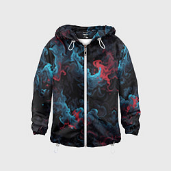 Ветровка с капюшоном детская Цветные клубы дыма, цвет: 3D-белый
