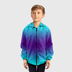 Ветровка с капюшоном детская Градиент из неона, цвет: 3D-черный — фото 2