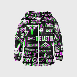 Ветровка с капюшоном детская Logo game glitch, цвет: 3D-белый