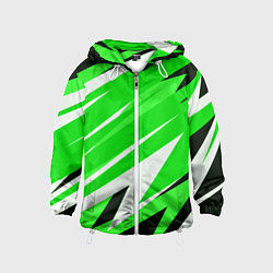 Ветровка с капюшоном детская Geometry stripes green, цвет: 3D-белый