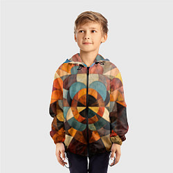 Ветровка с капюшоном детская Винтажная мозайка, цвет: 3D-черный — фото 2