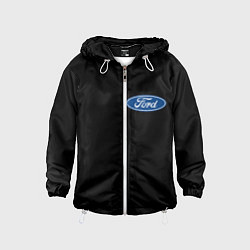 Ветровка с капюшоном детская FORD logo auto, цвет: 3D-белый