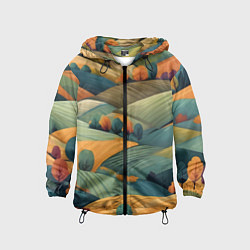 Ветровка с капюшоном детская Луга поля, цвет: 3D-черный