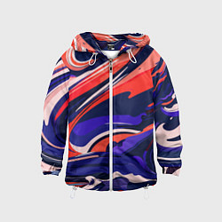 Ветровка с капюшоном детская Абстракция разводов разноцветная, цвет: 3D-белый