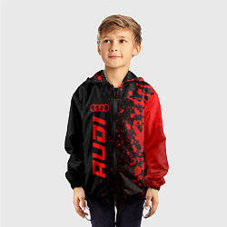 Ветровка с капюшоном детская Audi - red gradient по-вертикали, цвет: 3D-черный — фото 2