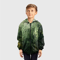 Ветровка с капюшоном детская Зеленый камуфляж с эффектом старины, цвет: 3D-черный — фото 2