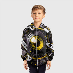 Ветровка с капюшоном детская Жёлтая сфера киберпанк, цвет: 3D-белый — фото 2