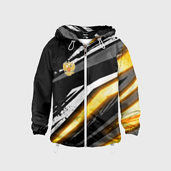 Ветровка с капюшоном детская Герб России - Жёлтое свечение, цвет: 3D-белый