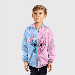 Ветровка с капюшоном детская Стич и Ангел, цвет: 3D-белый — фото 2