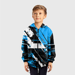 Ветровка с капюшоном детская Diagonal black and white stripes on a blue backgro, цвет: 3D-черный — фото 2