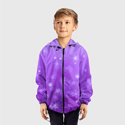 Ветровка с капюшоном детская Резные снежинки глитч, цвет: 3D-черный — фото 2