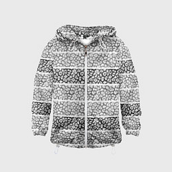 Ветровка с капюшоном детская Полосатый узор с черно белым тигровым рисунком, цвет: 3D-белый