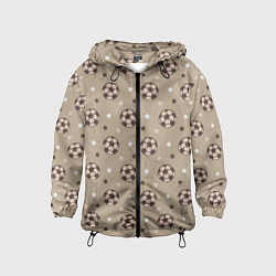 Ветровка с капюшоном детская Футбольные мячи и звезды, цвет: 3D-черный