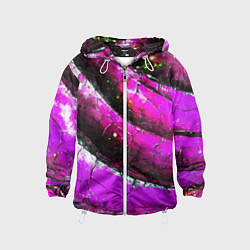 Ветровка с капюшоном детская Розовая волнистая абстракция, цвет: 3D-белый