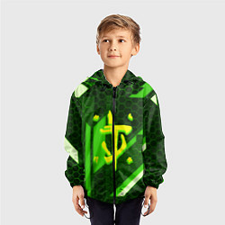 Ветровка с капюшоном детская Doom geometry green, цвет: 3D-черный — фото 2