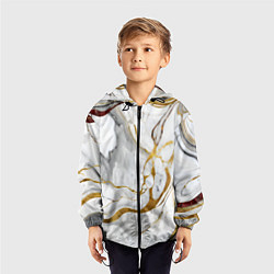Ветровка с капюшоном детская Жёлто-белый мрамор, цвет: 3D-черный — фото 2