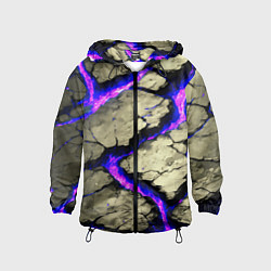 Ветровка с капюшоном детская Треснувший камень фиолетовый, цвет: 3D-черный