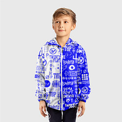 Ветровка с капюшоном детская Twenty one pilots лого, цвет: 3D-белый — фото 2