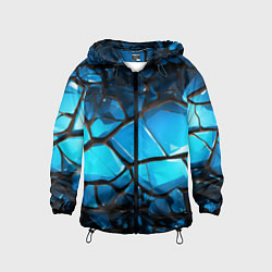Ветровка с капюшоном детская Синяя текстура объемных плит, цвет: 3D-черный
