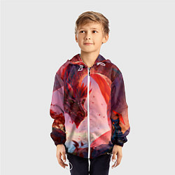 Ветровка с капюшоном детская Дракон красный мифический, цвет: 3D-белый — фото 2