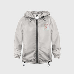 Ветровка с капюшоном детская Вязью Татьяна - красная надпись, цвет: 3D-черный