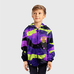 Ветровка с капюшоном детская Черно-фиолетовый камуфляж и золотой герб РФ, цвет: 3D-черный — фото 2