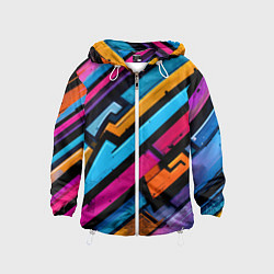 Ветровка с капюшоном детская Абстракция с граффити, цвет: 3D-белый