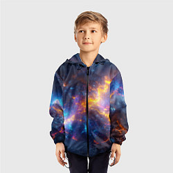 Ветровка с капюшоном детская Космическая текстура фон, цвет: 3D-черный — фото 2